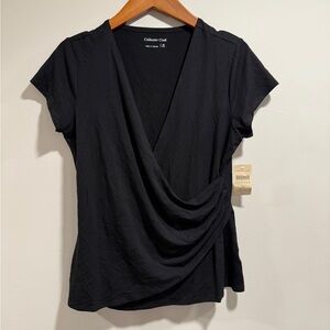 Coldwater Creek Faux Wrap Black Top New With Tags Size M‎